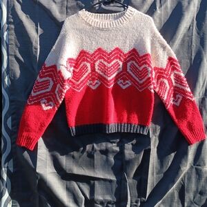 Philosophy Red and Cream Heart Sweater